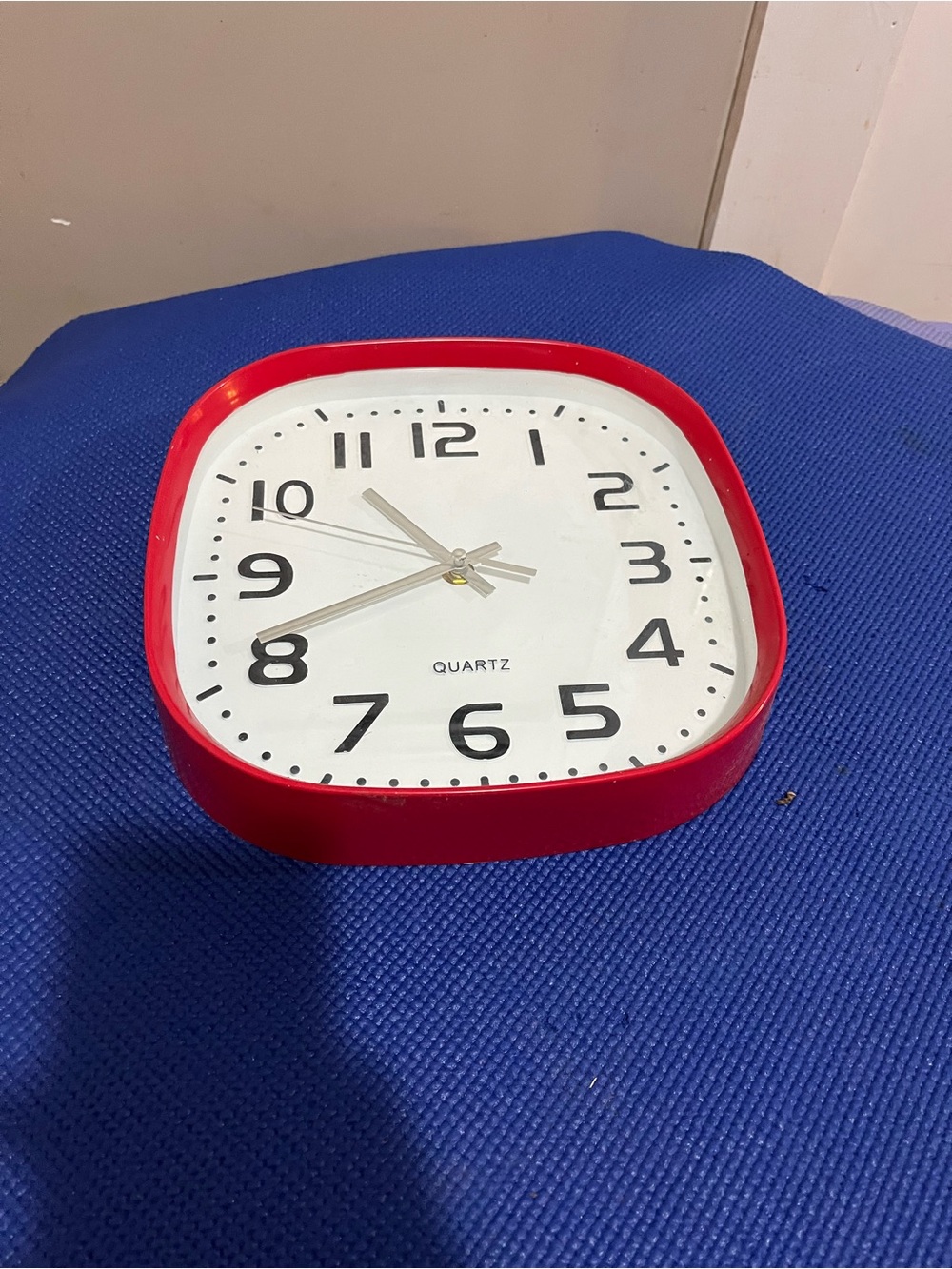 Red Quartz Wall Clock - Classic Square Design